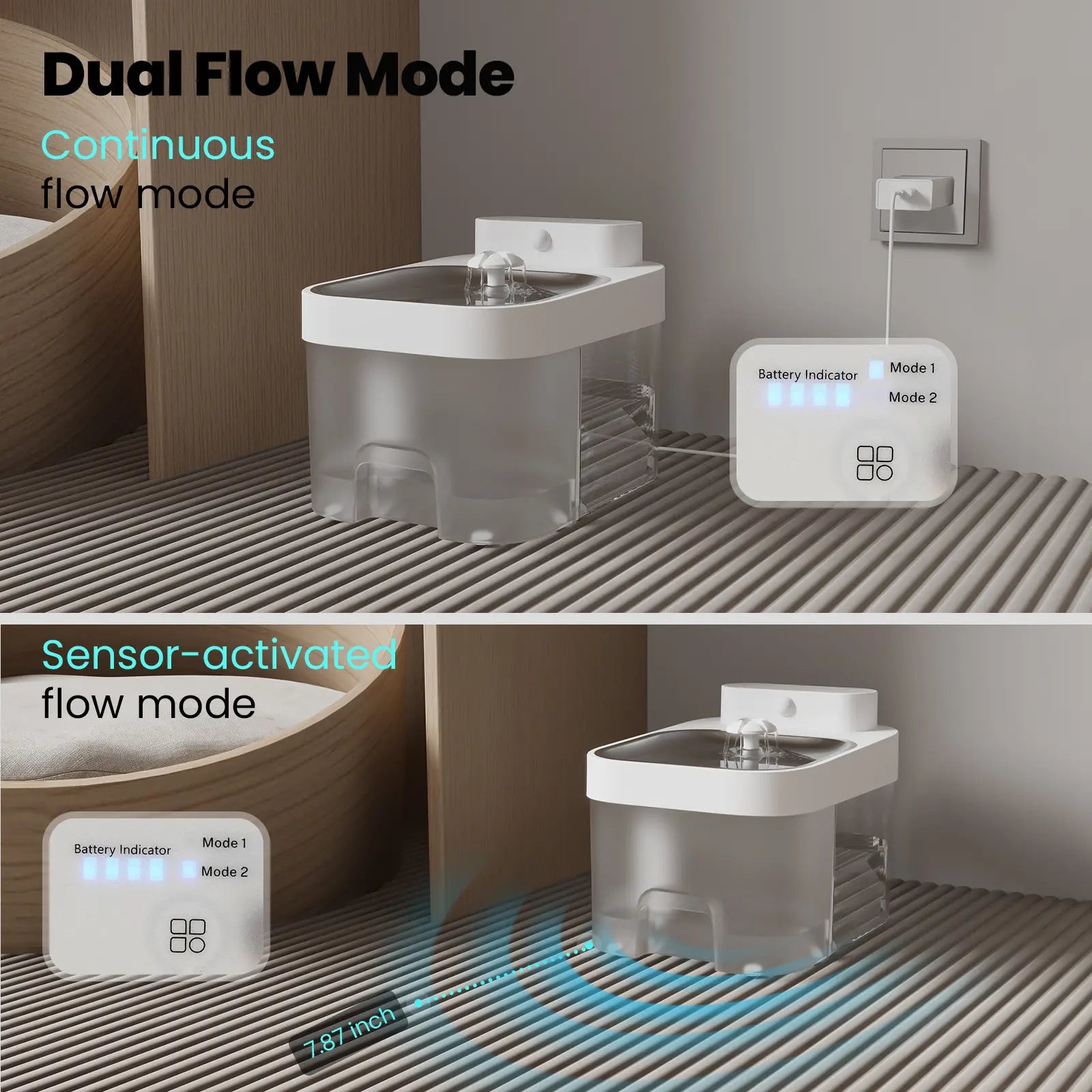 HAPAW 2026 Latest Cat Water Fountain with 2.4G Wi-Fi APP Control 5000Mah Battery Separated Clean & Waste Water No Filter Plug-In Automatic Dispenser