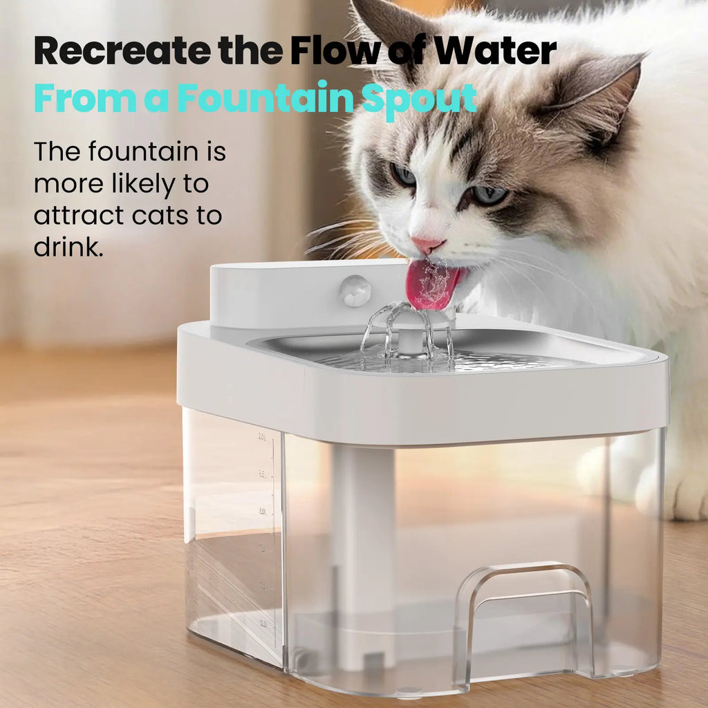 HAPAW 2026 Latest Cat Water Fountain with 2.4G Wi-Fi APP Control 5000Mah Battery Separated Clean & Waste Water No Filter Plug-In Automatic Dispenser